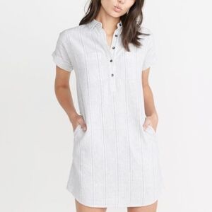 🌊 Marine Layer Rosemary Popover Mini Dress Blue Stripe Medium Casual Coastal
